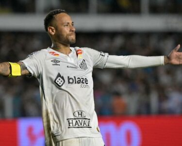 Neymar (right) was introduced from the bench after halftime as Santos drew with Botafogo.