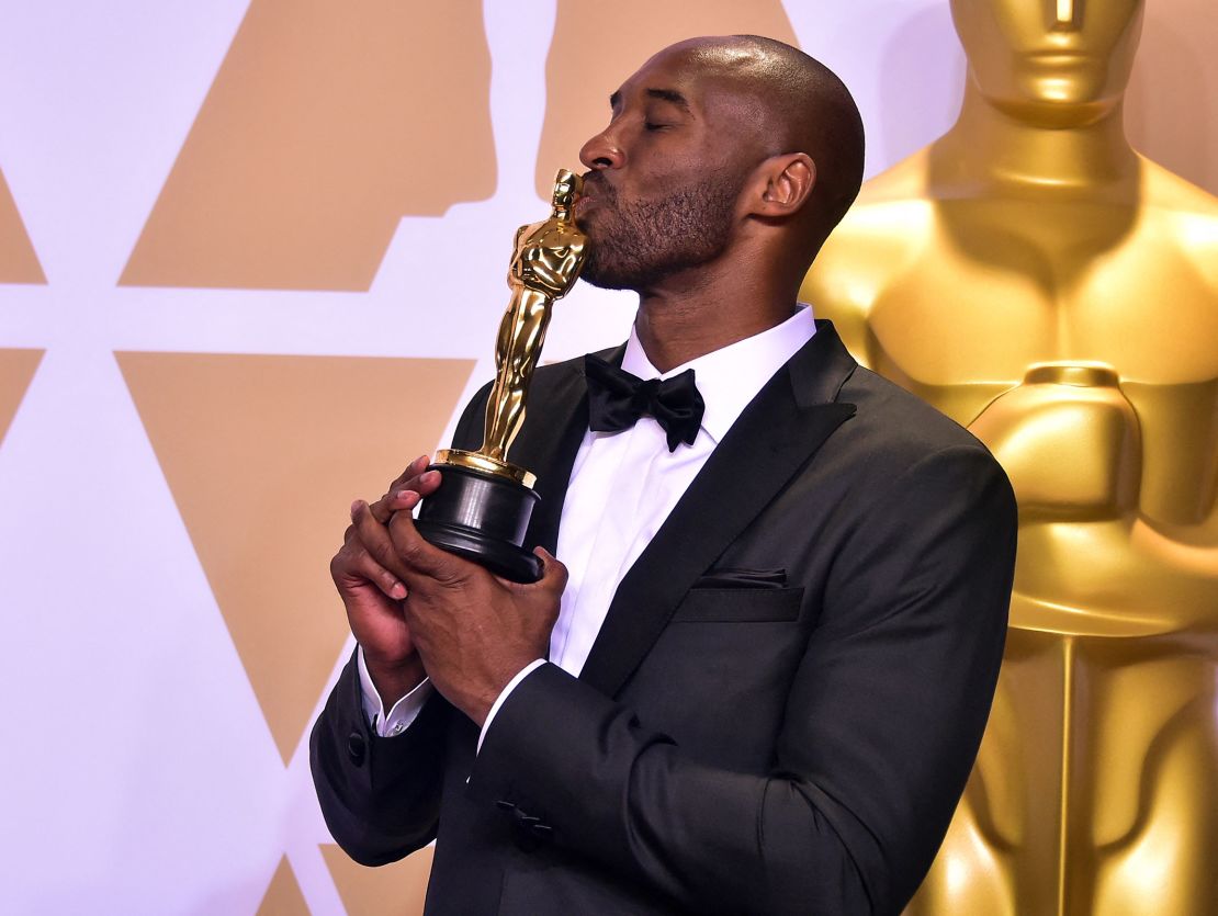 Bryant poses in the press room with the Oscar for Best Animated Short Film during the 90th Annual Academy Awards on March 4, 2018.