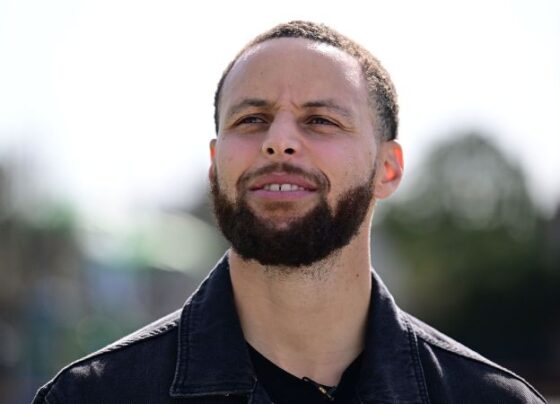 Stephen Curry celebrates with Team USA teammates Lebron James and Kevin Durant, after beating Serbia at the 2024 Summer Olympics in Paris, on August 8, 2024.