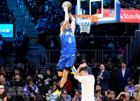 McClung competes in the slam dunk competition.